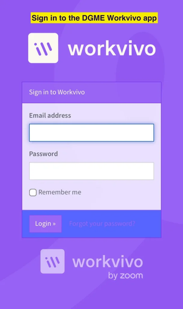 Sign In to DGME WorkVivo App